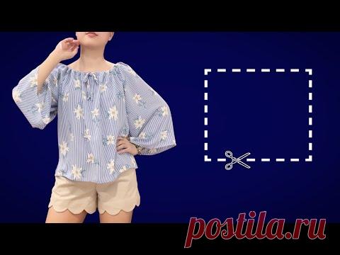 Прямоугольная блузка очень легко крой и пошив | Учебник по пошиву расклешенной блузки