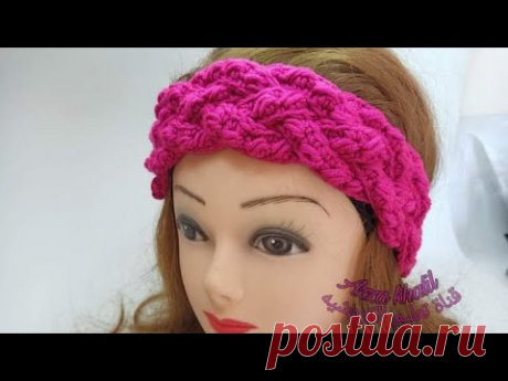 بندانة كروشيه للشعر بالتفصيل خطوة بخطوة /  كروشيه اسهل واسرع  بندانه كروشيه/ How to crochet headband