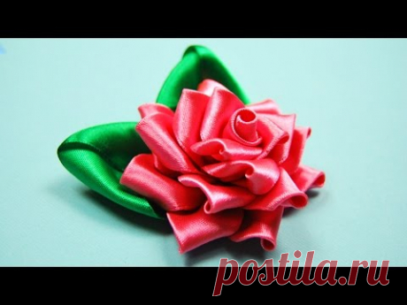 Ажурная РОЗА Канзаши. Мастер-класс  / Satin Ribbon Rose Tutorial Kanzashi / ✿ NataliDoma