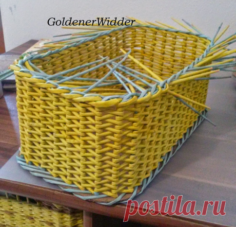 Плетение из газетных трубочек: Японское послойное плетение. Очень простое оплетания фанерного дна. Объёмная загибка двойными трубочками. Загибка. Фанера. Ажур.