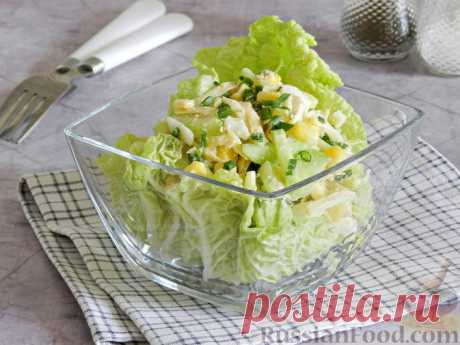 Рецепт: Салат с кукурузой, огурцами и яйцами на RussianFood.com