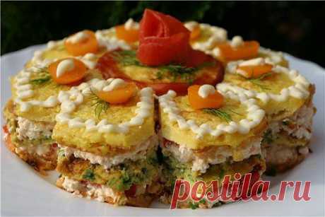 Порционный новогодний закусочный торт с сыром / Простые рецепты
