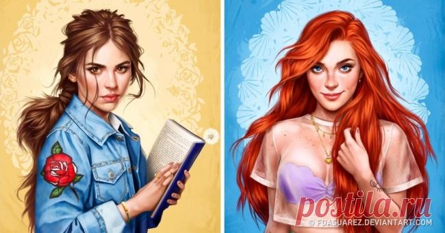 Чилийская художница представила, как выглядели бы принцессы Disney в наши дни