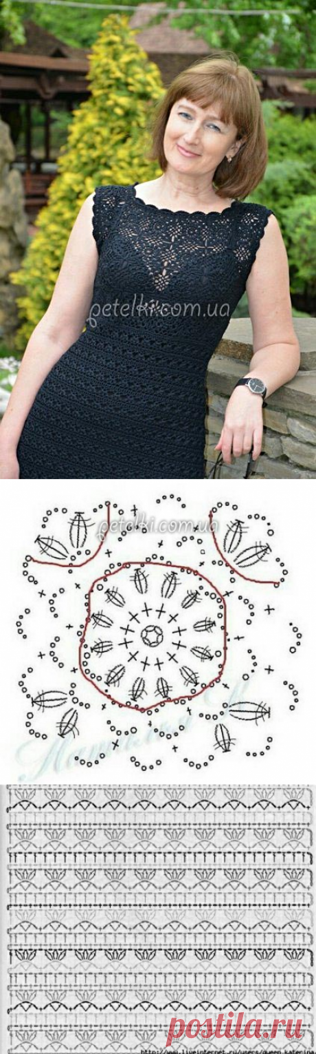 Маленькое черное платье крючком. Схемы
