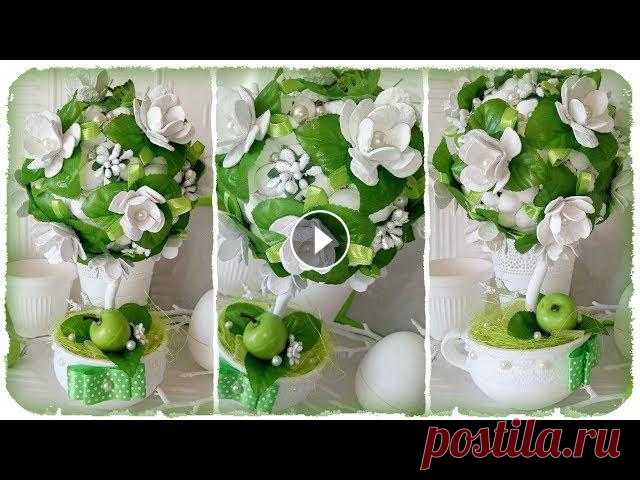 DIY идея: ВЕСЕННИЙ ТОПИАРИЙ! Белые цветы из картонных лотков для яиц, реставрация старой чашки! Топиарий из цветов «Аромат весны» в керамической чашке.???? Список материалов, мастер-класс и фото топиария: ???????? Все мастер-классы 
весенние поделки с детьми