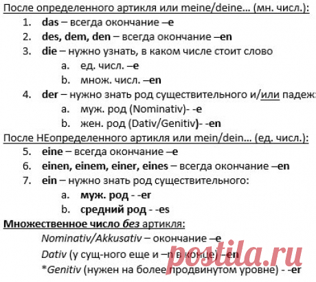Немецкий язык просто. Как понять, какой из вариантов склонения прилагательных применять? | Коуч по Дойч | Яндекс Дзен