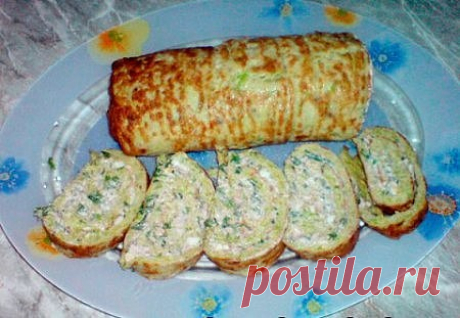 Рулет из кабачков с сыром и чесноком