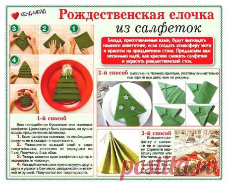 Рождественская елочка из салфеток (для сервировки)