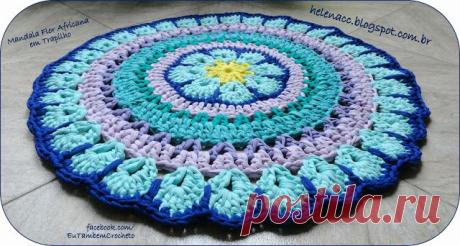 EU TAMBÉM CROCHETO...: Mandala Flor Africana em Trapilho