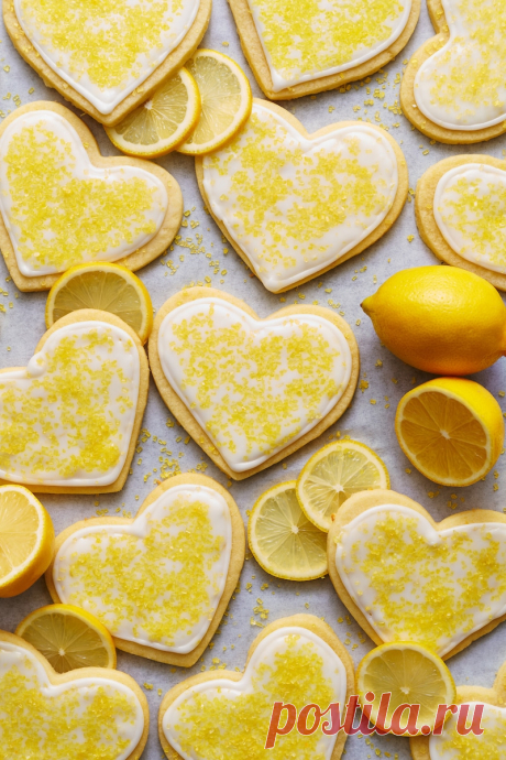 Iced Lemon Sugar Cookie Hearts - Baker by Nature These Valentine's day heart sugar cookies are perfect for the lemon lover in your life! Made with lemon zest and lemon juice, they pack a ton of lemon flavor. No artificial lemon extract required! You can prepare the sugar cookie dough in less than 30 minutes and it's make-ahead friendly - the perfect easy Valentine's