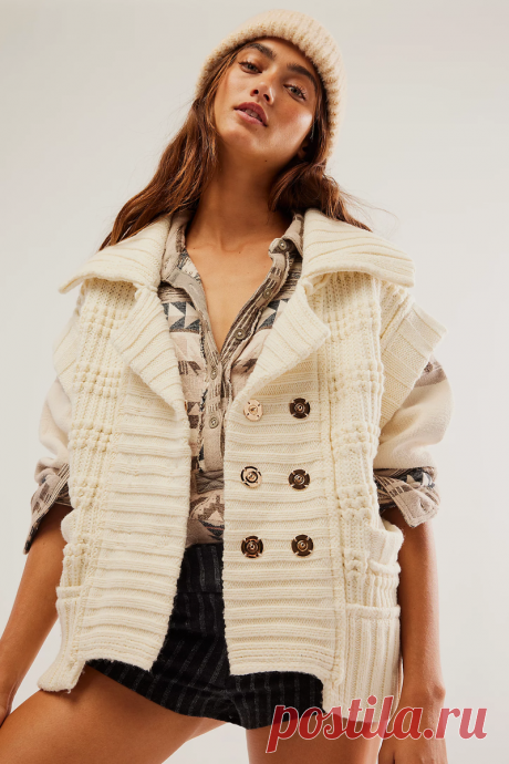 Thick and Textured Yarn Double-Breasted Chic Vest