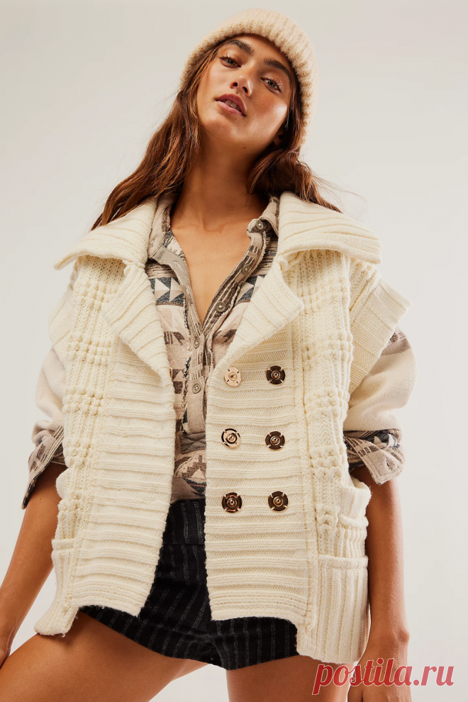 Thick and Textured Yarn Double-Breasted Chic Vest