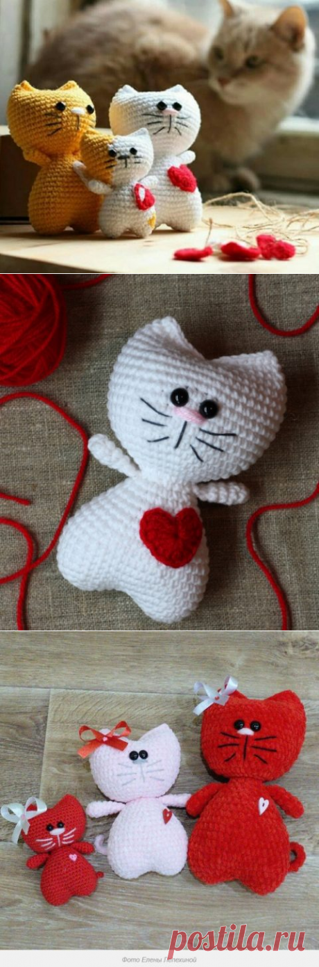 Сердечный котик крючком, схема вязания
