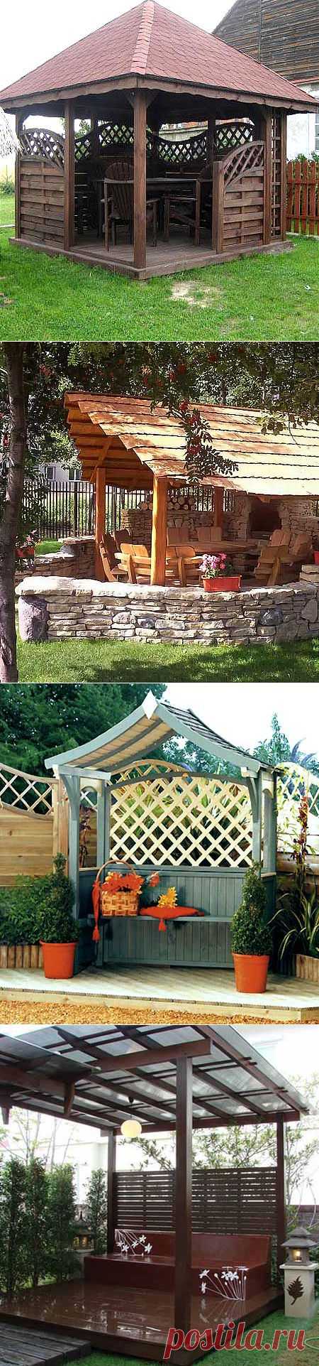 Деревянная беседка для дачи: 35 фото