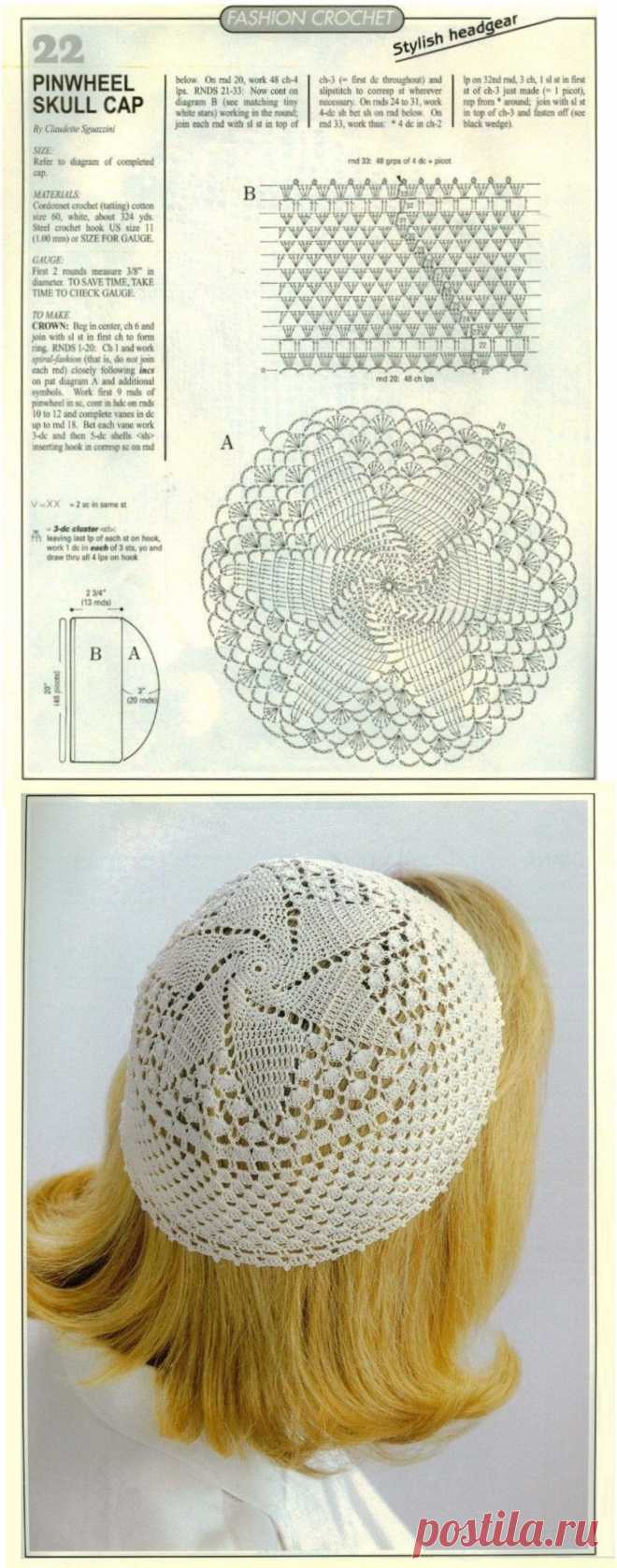 Ажурная шапочка крючком
