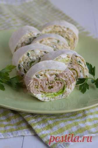Лаваш с курицей и плавленым сыром — Кулинарные рецепты любящей жены