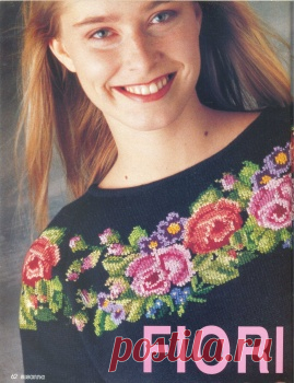 Шикарные модели - цветочный жаккард , вышивка по вязаному полотну .