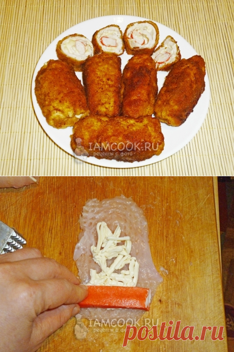Рулетики куриные с крабовыми палочками и сыром — рецепт с фото