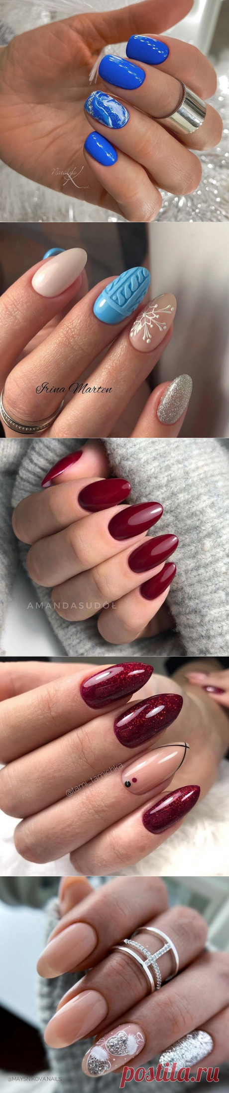 Подборка зимнего маникюра на каждый день. Очень красивые дизайны, интересные идеи, фото на январь.