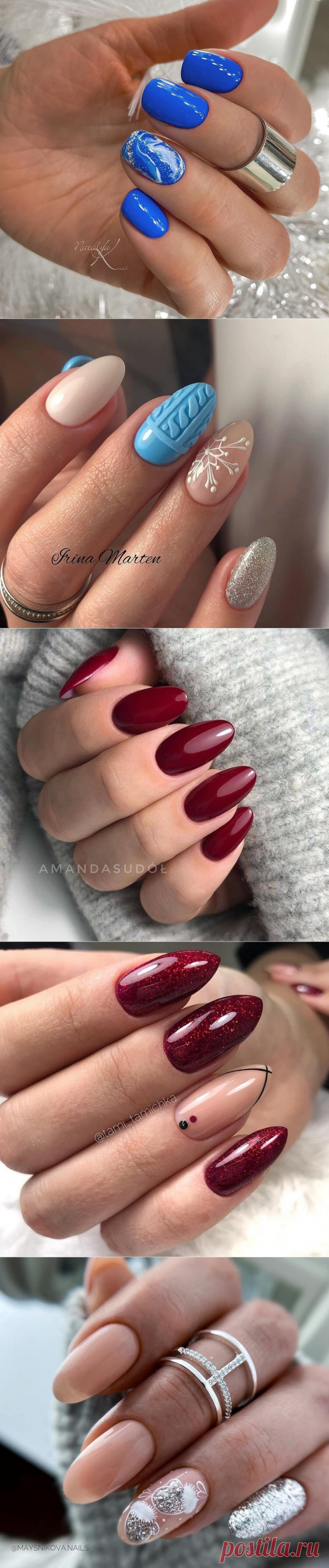 Подборка зимнего маникюра на каждый день. Очень красивые дизайны, интересные идеи, фото на январь.