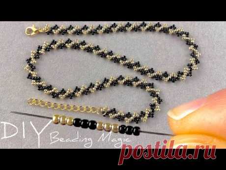 Простой урок по украшениям из бисера: Как сделать ожерелье из бисера - Мастер класс для начинающих