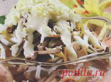 Салат грибной с печенью | Вкусные Рецепты