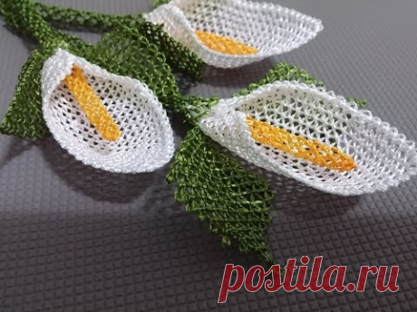İğne oyaları gala (calla) çiçeği yapımı-Needle shedding gala (calla) flower making