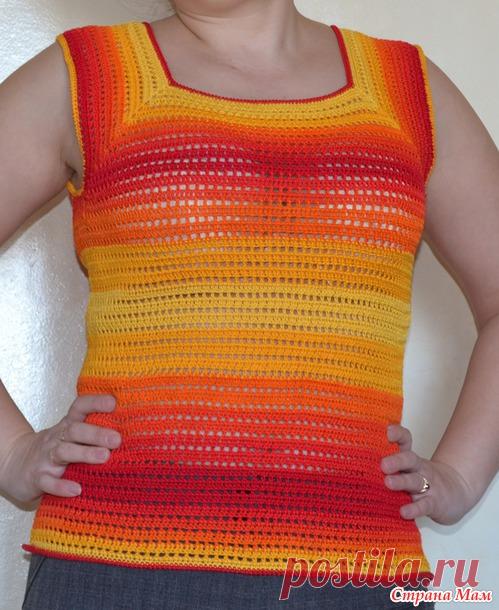 Топ крючком "Оранжевая радуга".