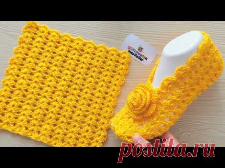 Learn crochet: Very Easy Crochet Slippers booties socks New model tutorial