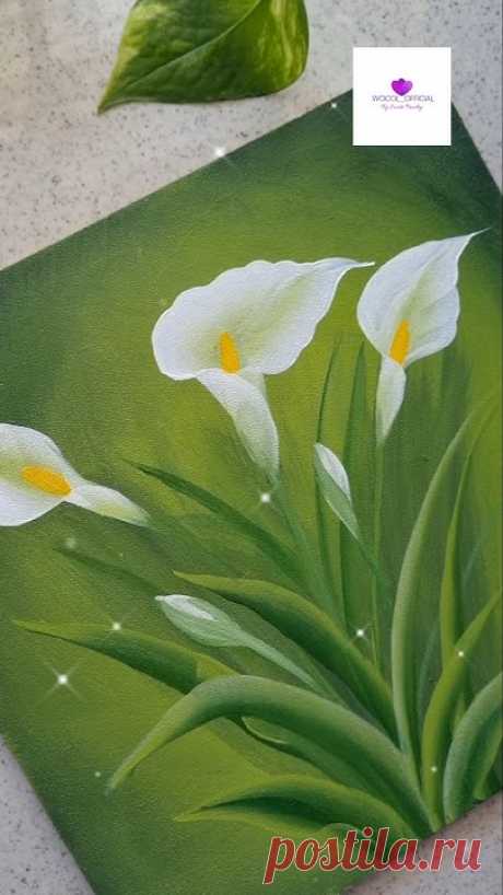 Calla Lilies in acrylics #wocol #shorts