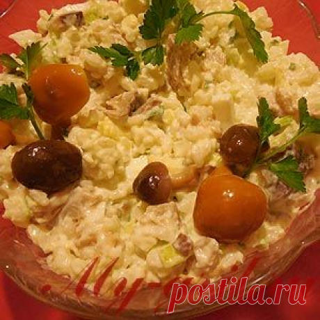 Салат из риса с грибами