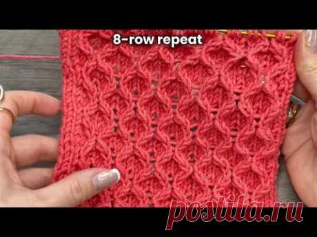 Interlocked Diamond Mesh Knitting Pattern – Easy Textured 8-Row Repeat for Cardigans, Sweaters & Hat