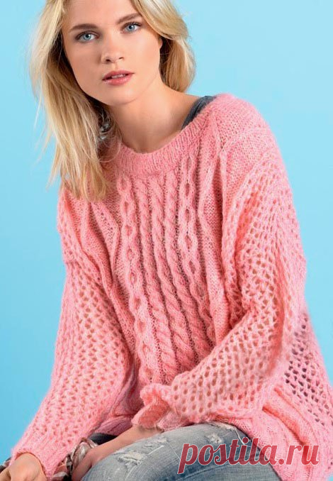 Женские молодежные джемпера вязаные спицами с фото, схемами, описанием и видео МК. Модели - с вертикальным ажурным узором, с ажурными рукавами, реглан и др.