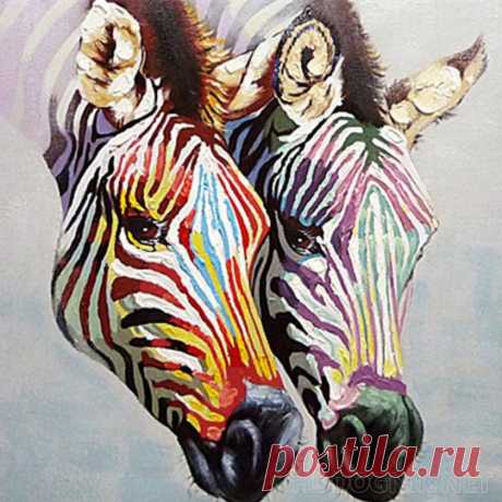 Картина Зебры. Размеры: 60x60, Год: 2021, Цена: 35400 рублей Художник Матвеева Юлия Андреевна