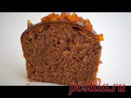 Шоколадный кулич с апельсиновыми цукатами. Ароматный, вкусный и долго остается свежим