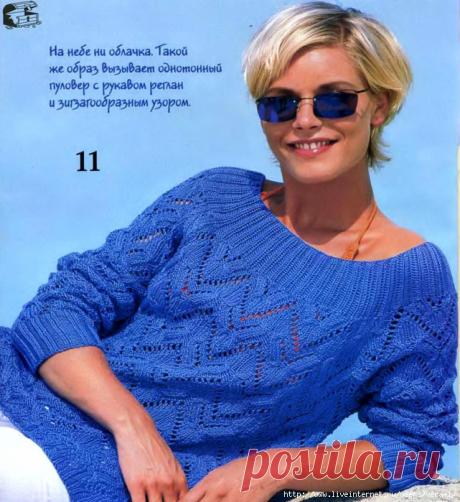 Ажурный пуловер с рукавом реглан