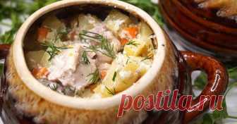 Картошка с курицей в горшочках