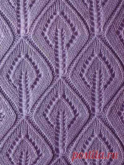 Ажурный узор с листьями, вязаный спицами — Шпуля - сайт о вязании