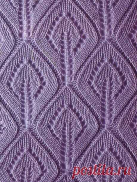 Ажурный узор с листьями, вязаный спицами — Шпуля - сайт о вязании