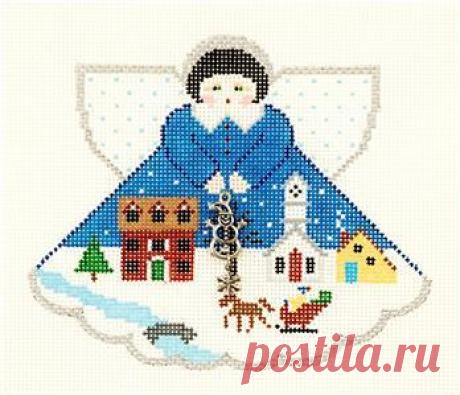 Angel~ Winter Wonderland Angel & Charms handpainted Needlepoint Canvas by Painted Pony**May Need to be Special Ordered*** Offered is a Brand New needlepoint canvas by Painted Pony Designs ~ a beautifully hand painted...    "Winter Wonderland" Angel ... which comes complete with metal charms. This lovely design is hand painted on 18 mesh mono canvas, and the painted design area is  approximately 4 1/2"x 5 1/2" . With surrounding background