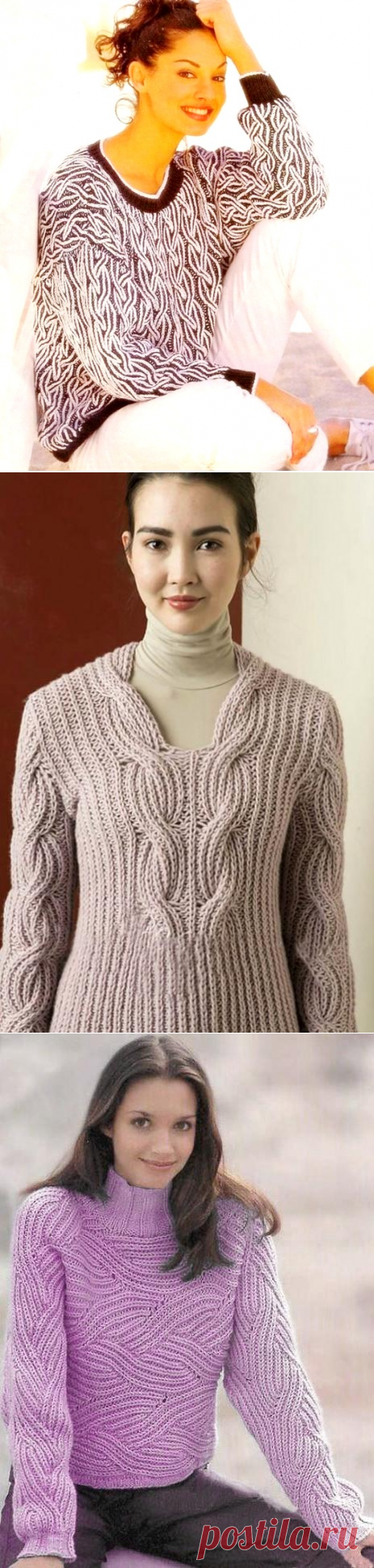 Пуловеры спицами в технике 