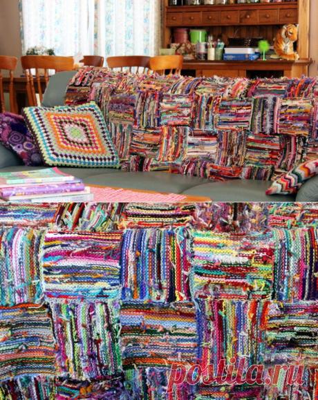 Покрывало из остатков пряжи / KNITLY.com - блог о рукоделии, мастерклассы