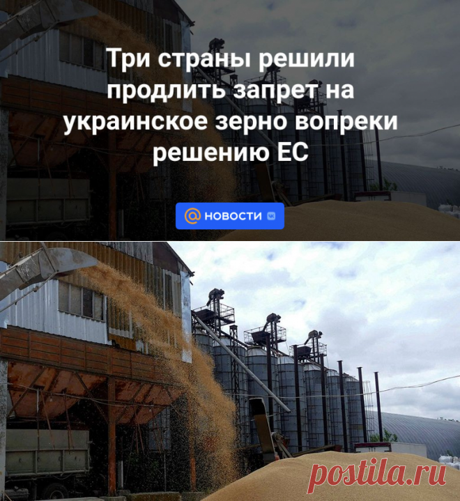Три страны-ПОЛЬША,ВЕНГРИЯ И СЛОВАКИЯ решили продлить запрет на украинское зерно вопреки решению ЕС | 15 сентября 2023 - Новости Mail.ru