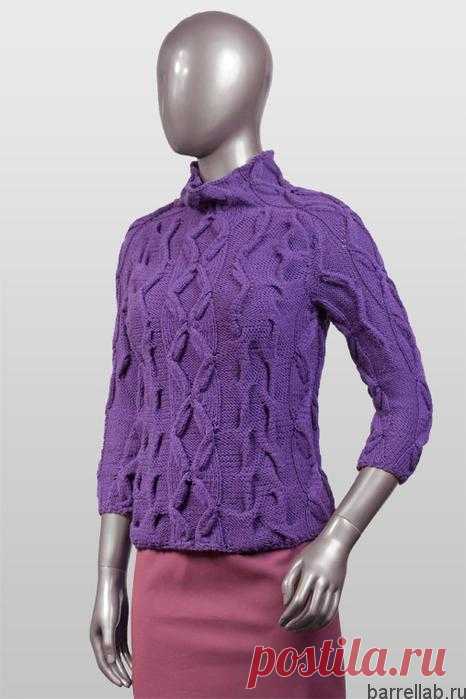 Фиолетовая кофточка спицами. Кофточка красивым узором спицами |