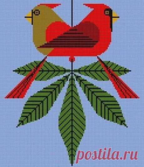 Красные кардиналы Чарли Харпера - схемы для многоцветного вязания. | Вязалки Веселого Хомяка | Яндекс Дзен