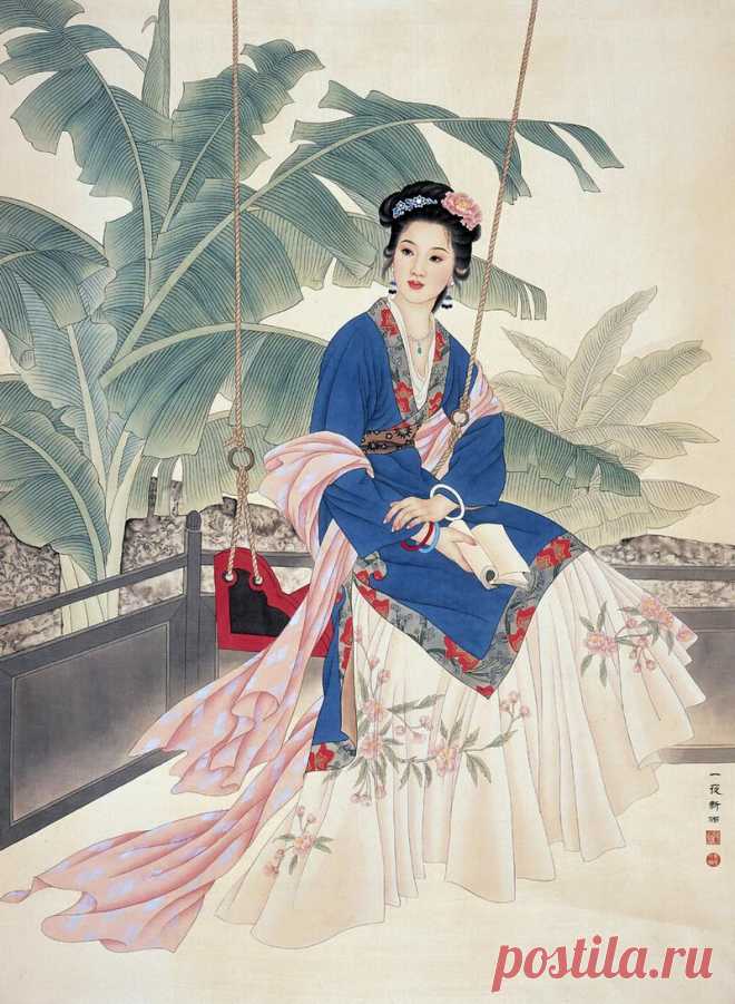 Китайская живопись по шелку Zhao Guojing & Wang Meifang