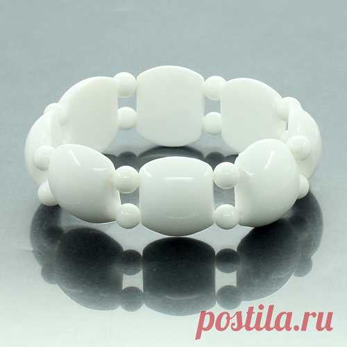538 р-Агат белый (кальцит) браслет 