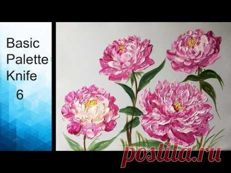 Paint Peony flowers with Acrylic Paints and a Palette Knife - Basic Acrylic Techniques - Episode 6