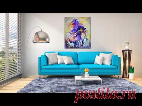 ИНТЕРЬЕРНАЯ КАРТИНА - хамелеон. Подробный процесс написания картины.