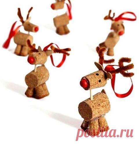 Оригинальные новогодние украшения в стиле эко - из винных пробок